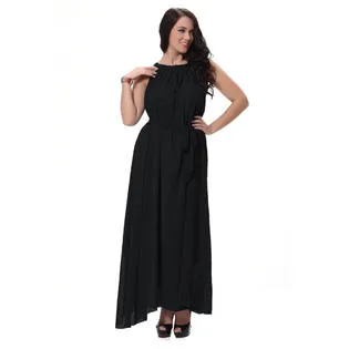 Ketty More Women Sleeveless A-Line Chiffon Plus Size Black-KMWD280