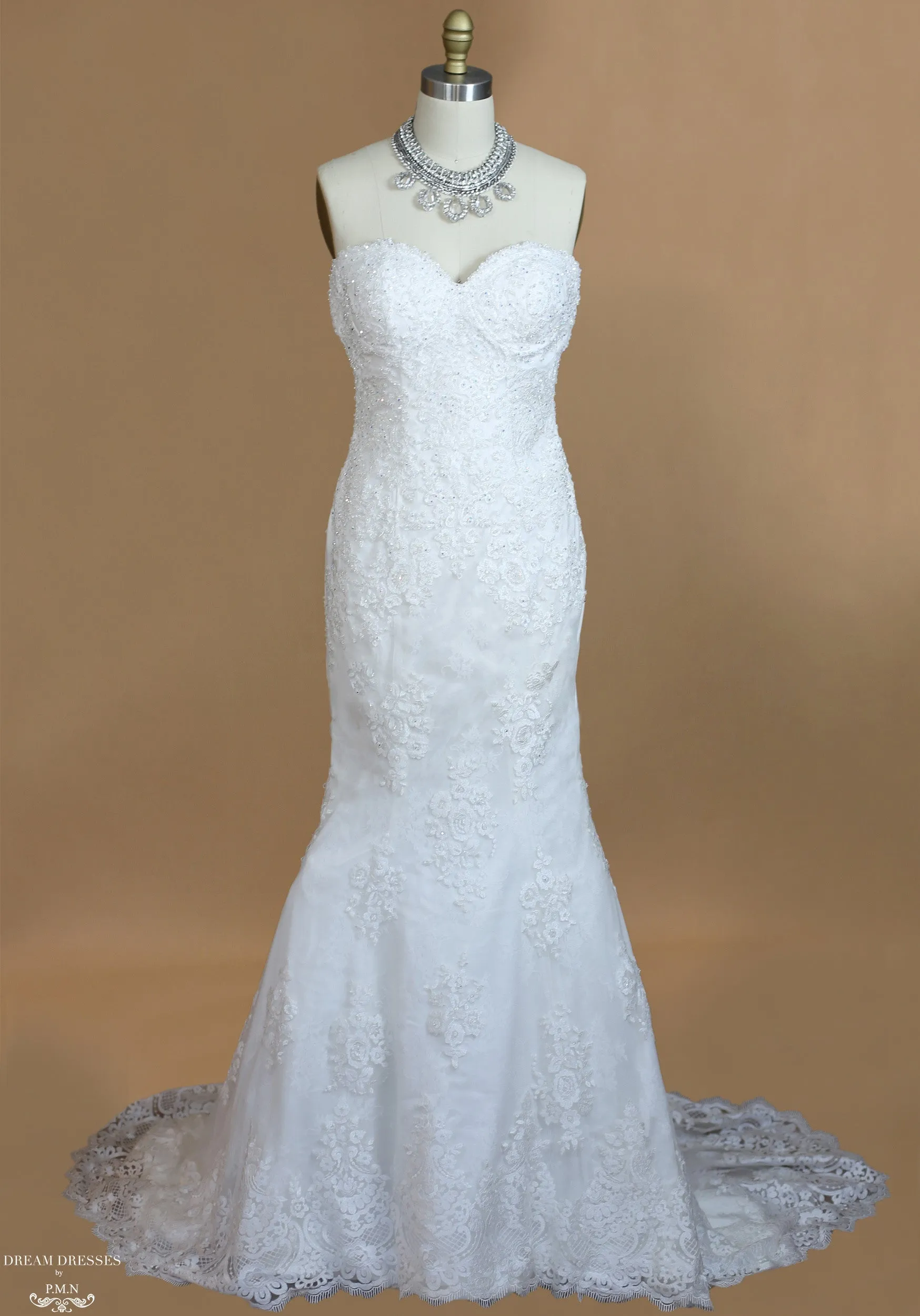 Lace Mermaid Wedding Dress With Cathedral Train (#Karoline)