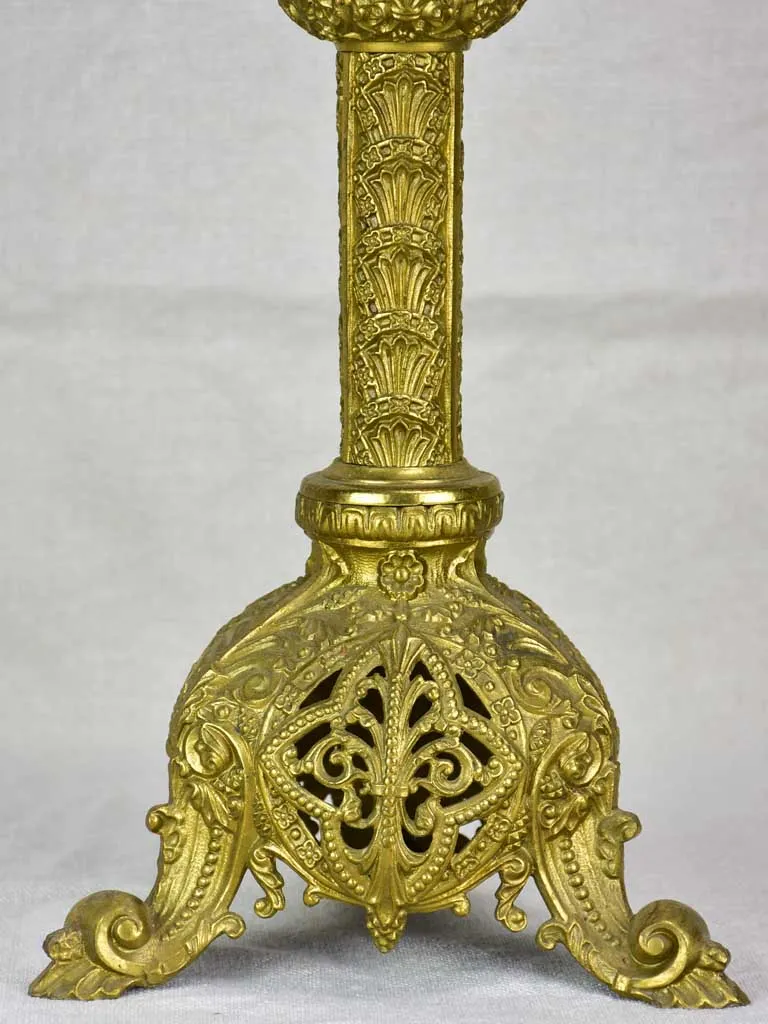 Large antique French candlestick - bronze, gold patina 22¾"