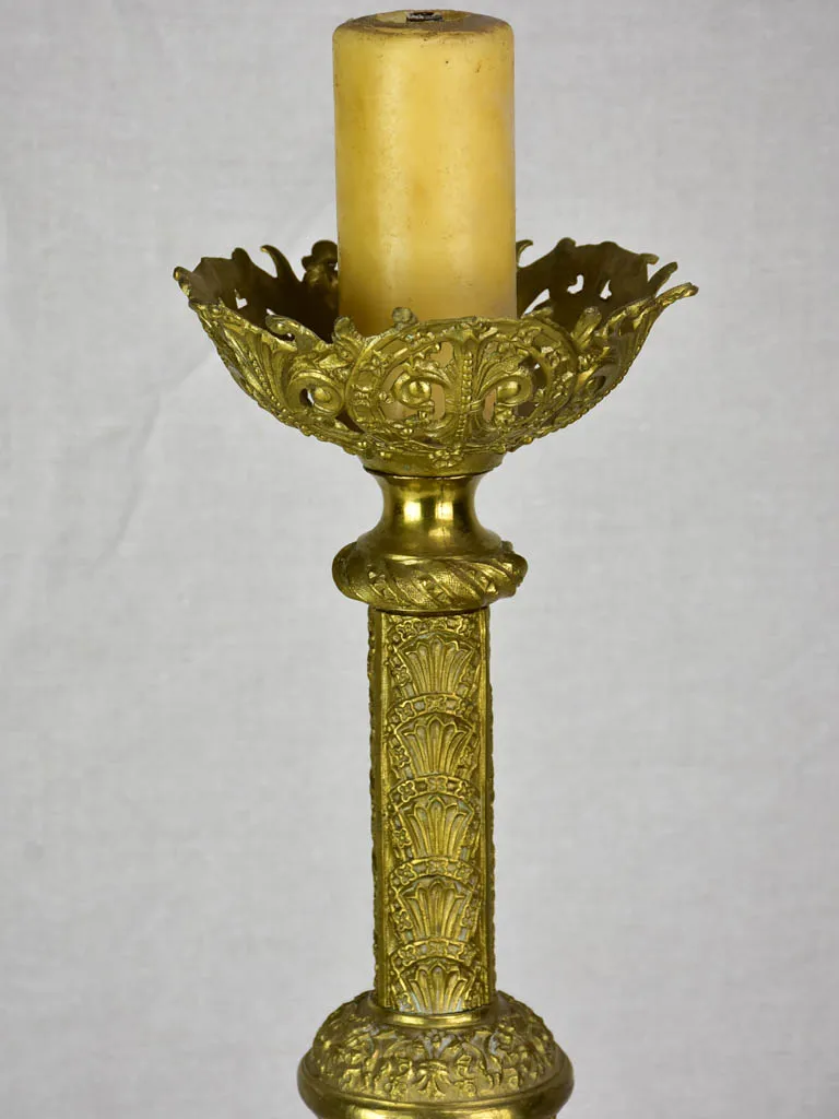 Large antique French candlestick - bronze, gold patina 22¾"