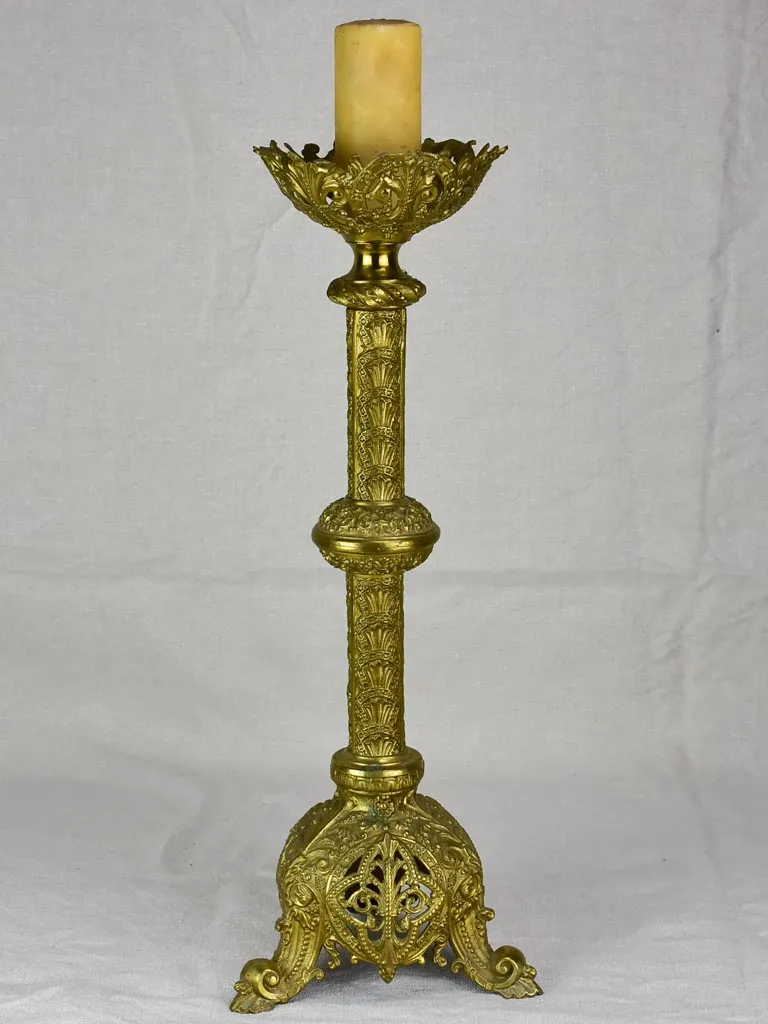 Large antique French candlestick - bronze, gold patina 22¾"