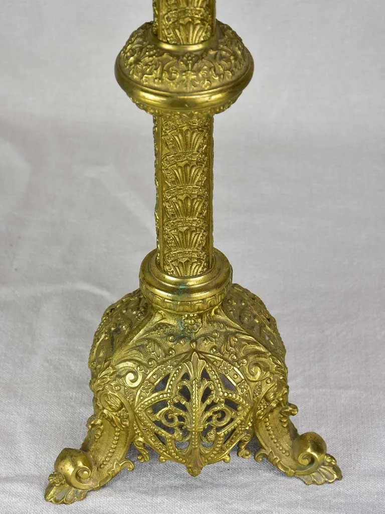 Large antique French candlestick - bronze, gold patina 22¾"