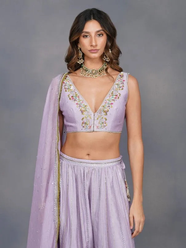 Lavender Jardin Galaxie Chanderi Sharara Set ( Set of 3)