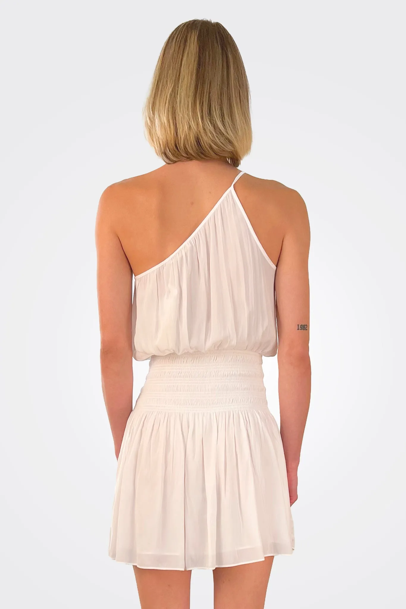 Leah One Shoulder Mini Dress - Ivory