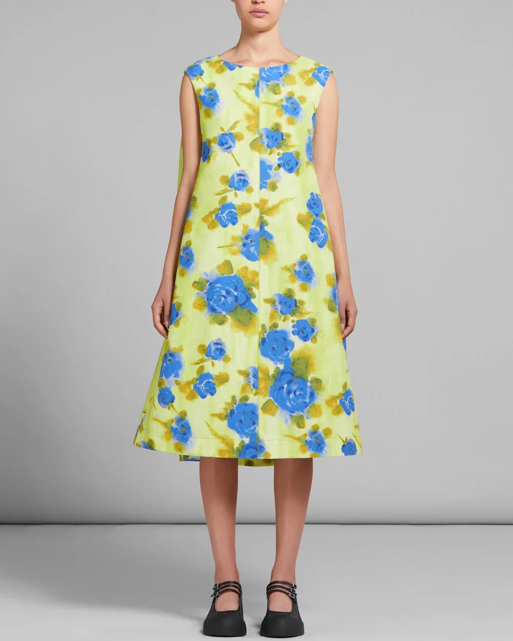 Lemonade Idyll Print Midi Cocoon Dress