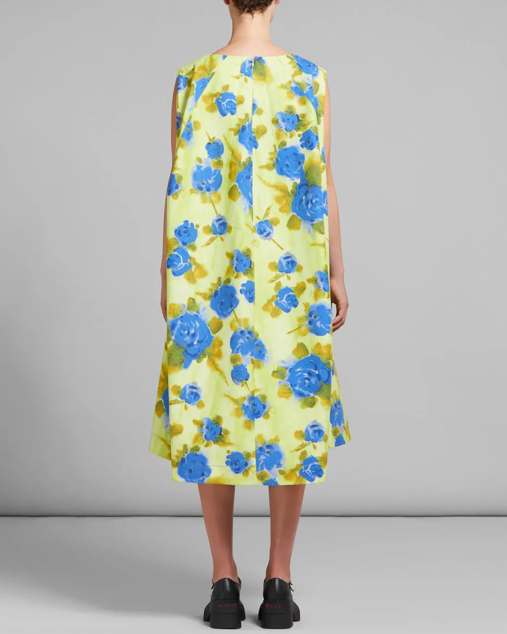 Lemonade Idyll Print Midi Cocoon Dress