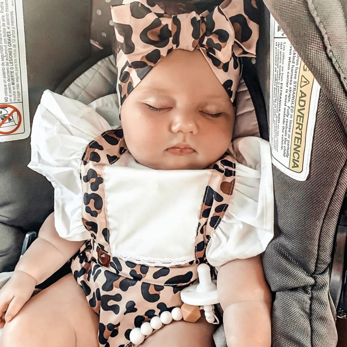 LEOPARD Overall Romper with Headband