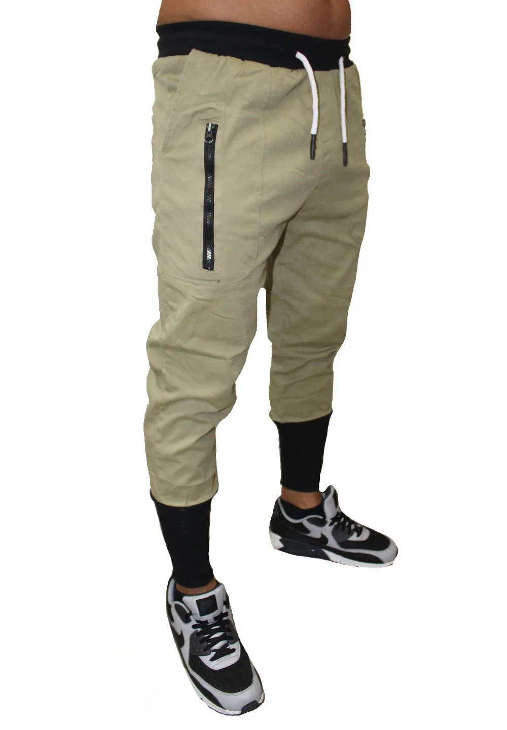 Light Sage Fashion Joggers With Elastic on Bottom