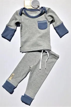 L'ovedbaby 2Pc Organic Jogger Slate/Heather Gray 100% Organic Cotton