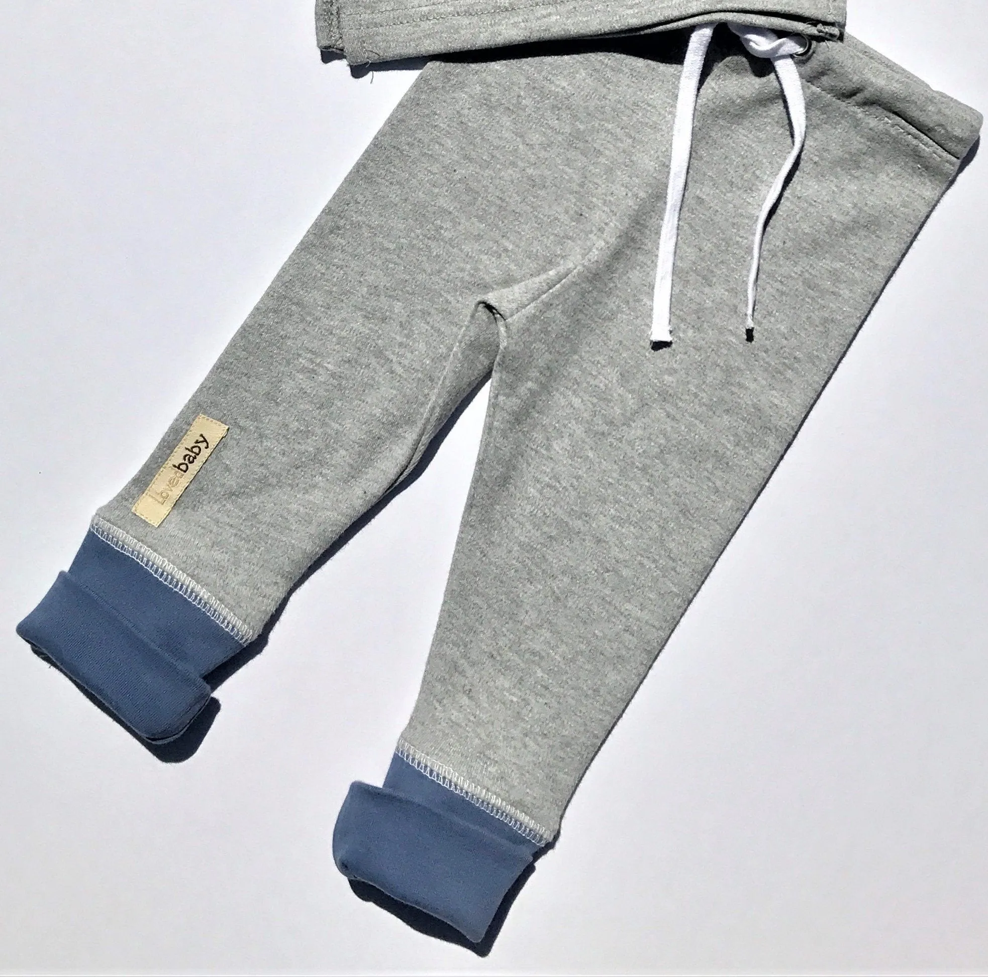 L'ovedbaby 2Pc Organic Jogger Slate/Heather Gray 100% Organic Cotton