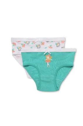 Marquise Girls Fairy Garden 2 Pack Underwear - Green/Print