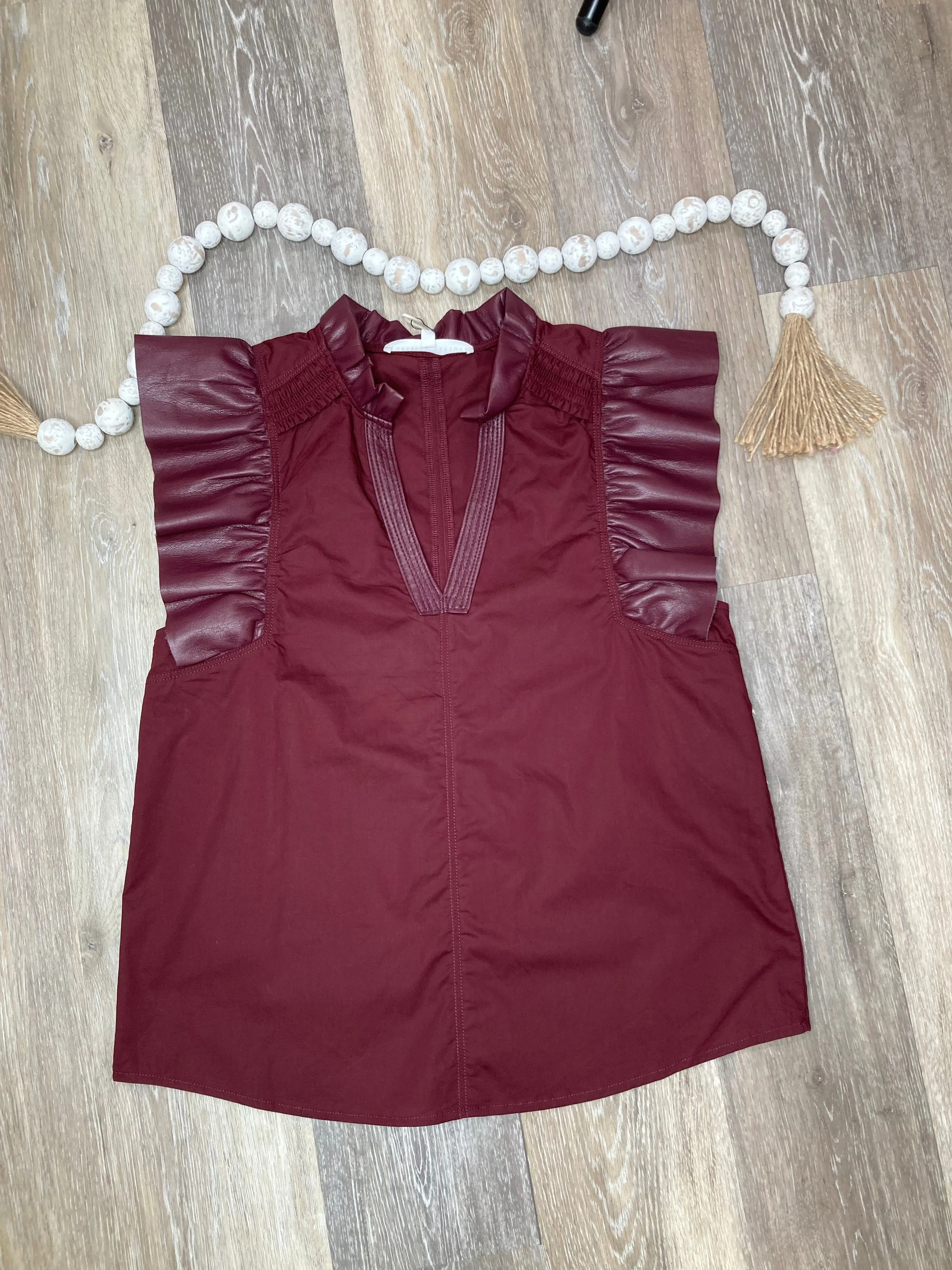 MEL Reese Cotton & Faux Leather Top