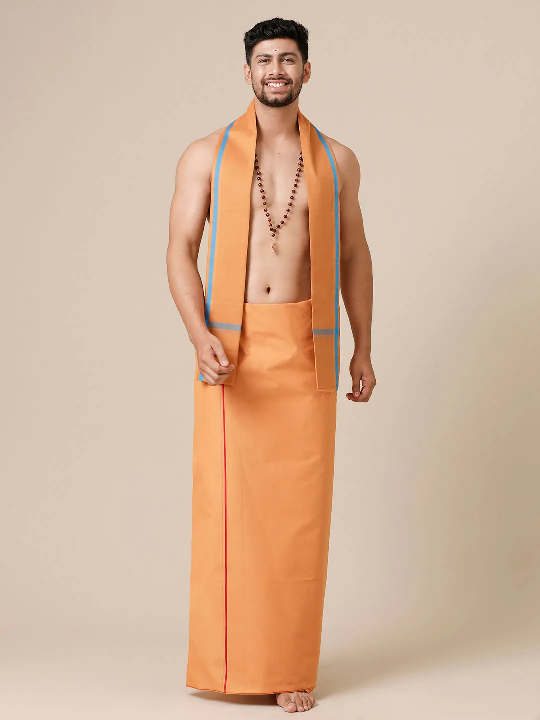 Men Devotional Dhoti & Towel Combo Kavi