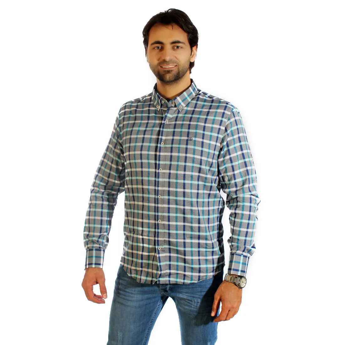 Men shirt- colored karohat  / made in Turkey -3302