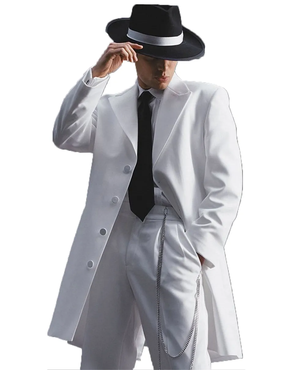 Mens Long Tuxedo White Style Jacket