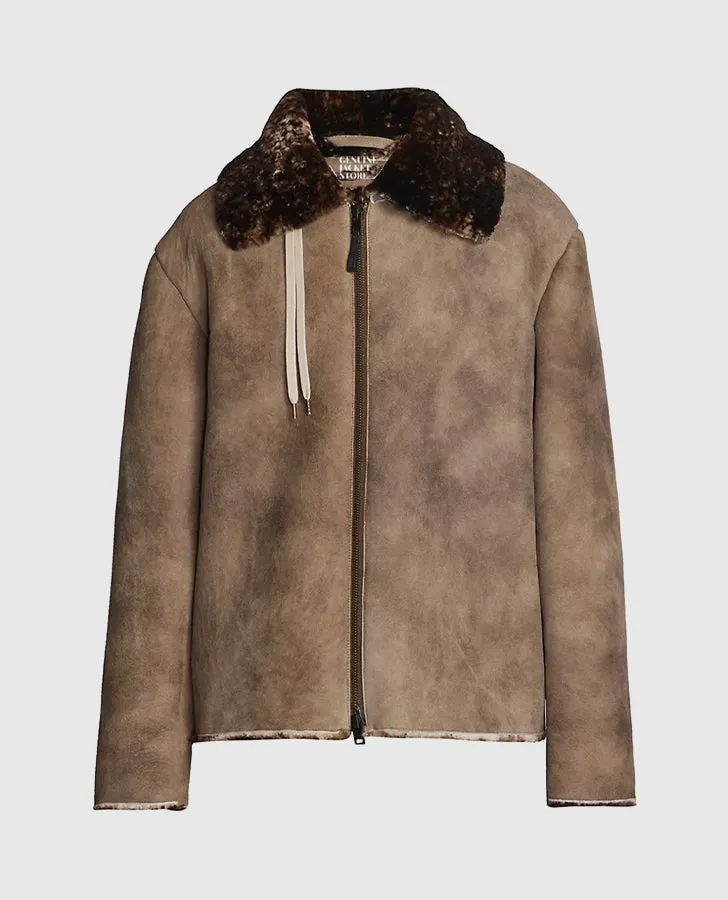 Men's Suede Shearling Leather Jacket