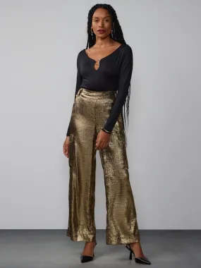 Metallic Cargo Pocket Suit Pant