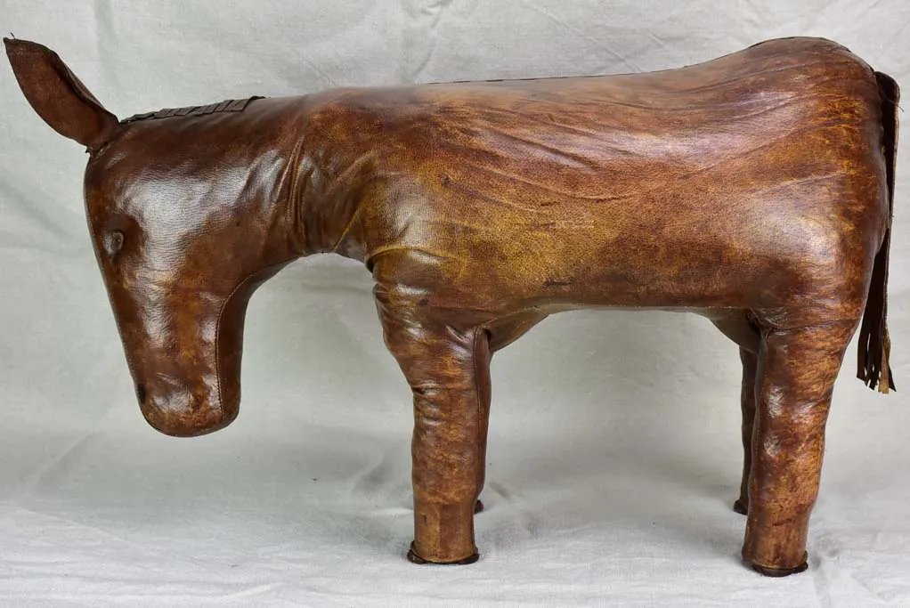 Mid century Spanish leather foot rest - donkey