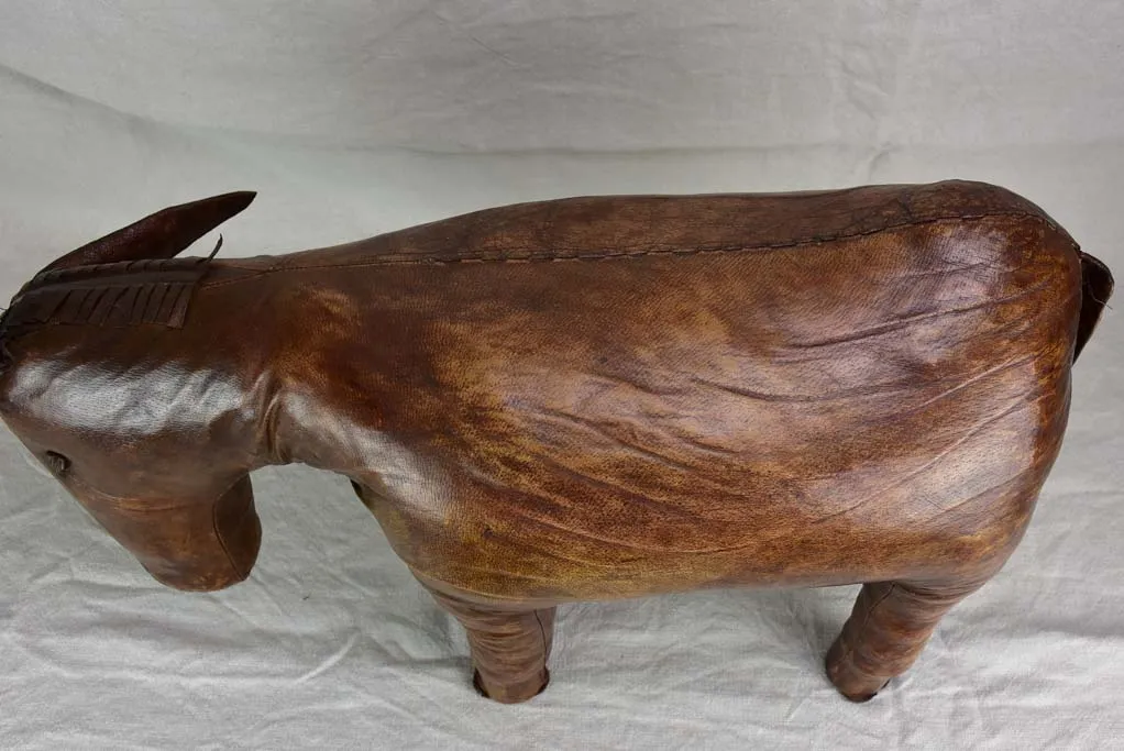 Mid century Spanish leather foot rest - donkey