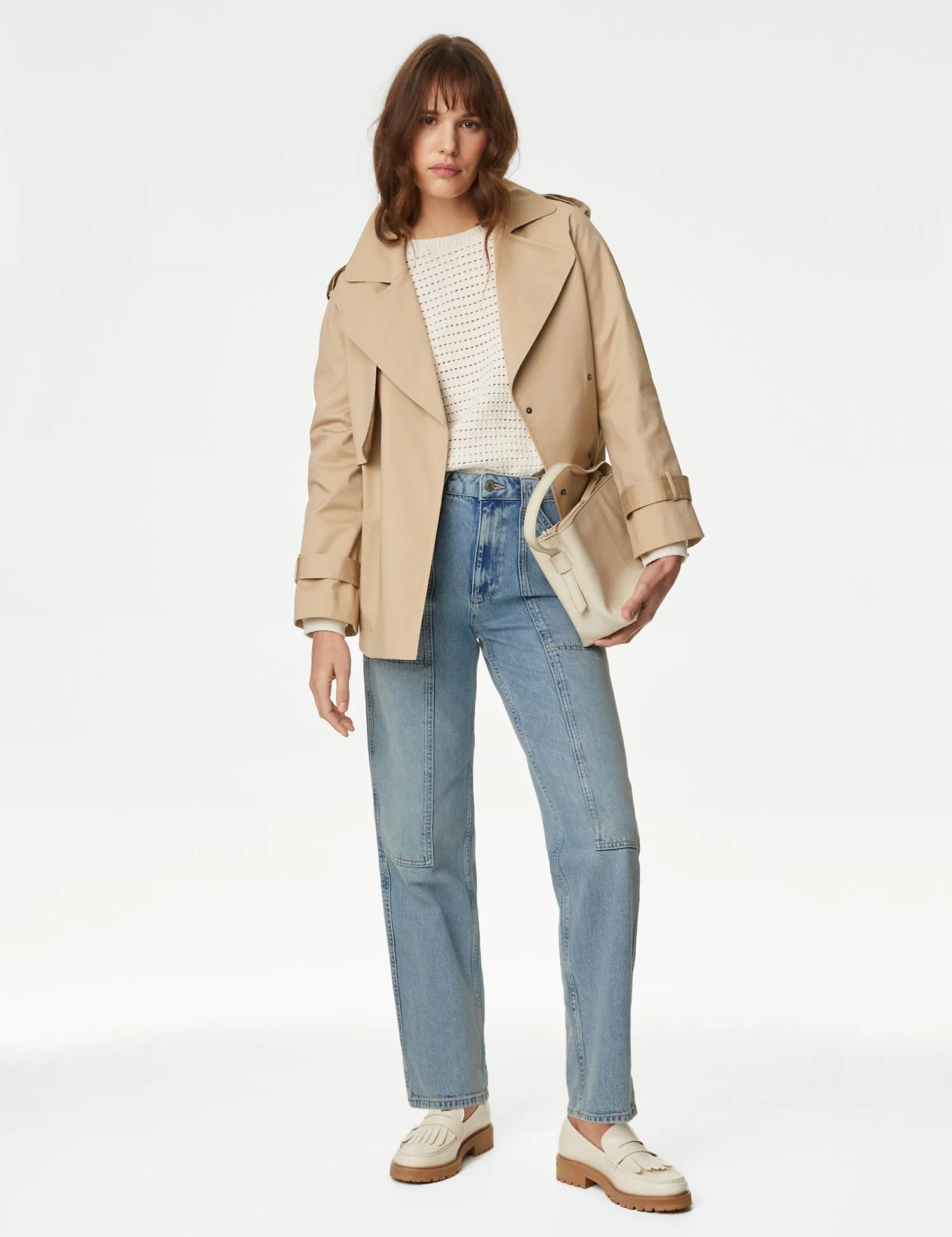 Mid Rise Cargo Ankle Grazer Jeans