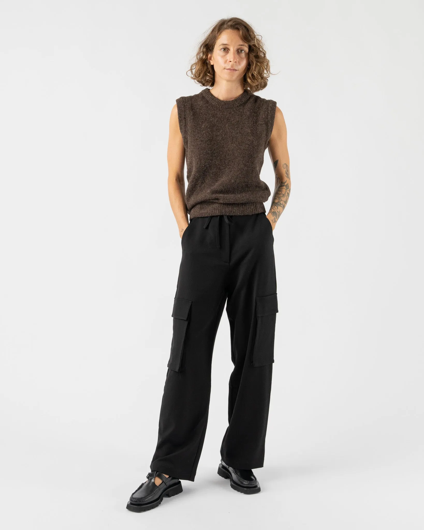 Mijeong Park Wide Leg Cargo Pants in Black