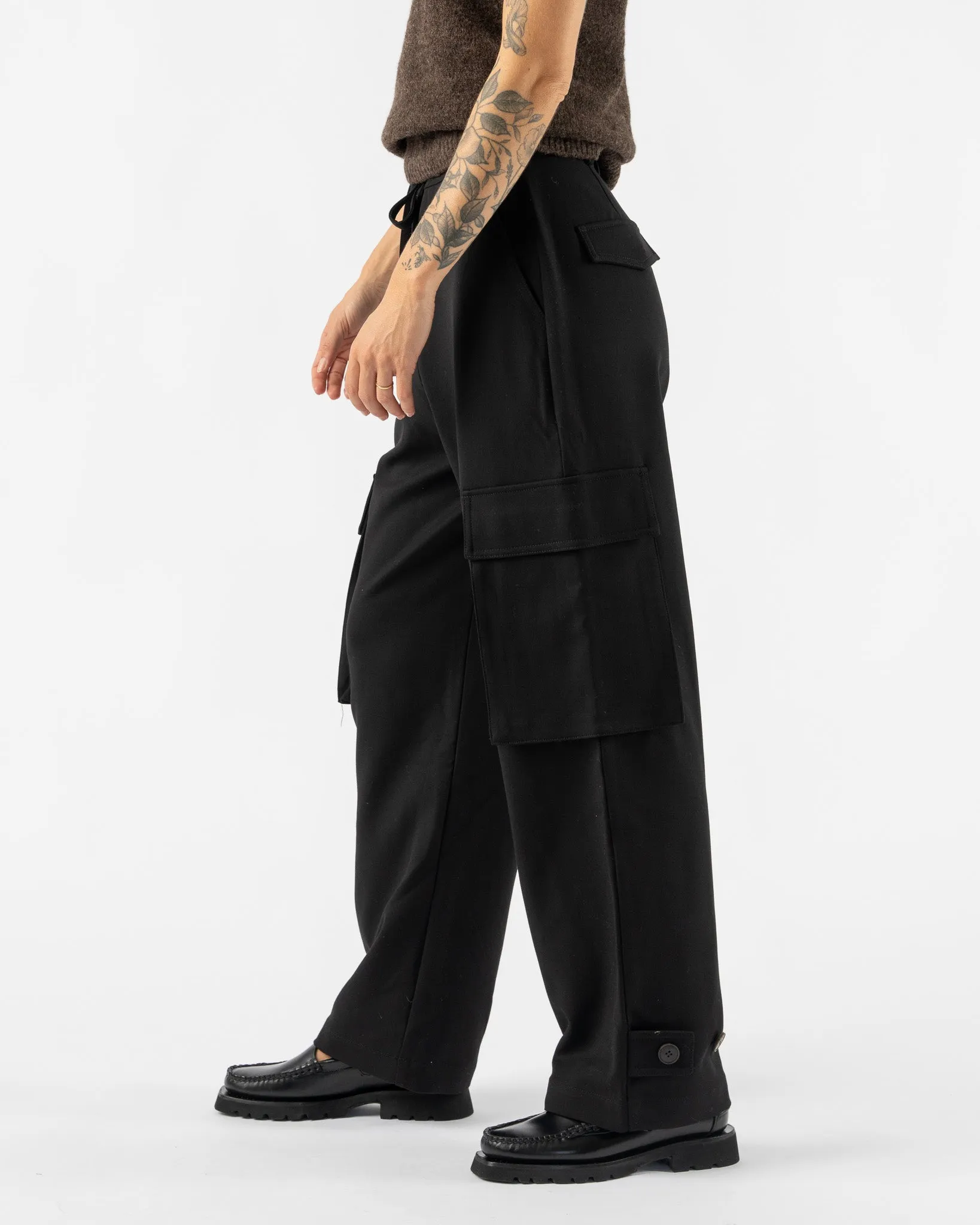 Mijeong Park Wide Leg Cargo Pants in Black