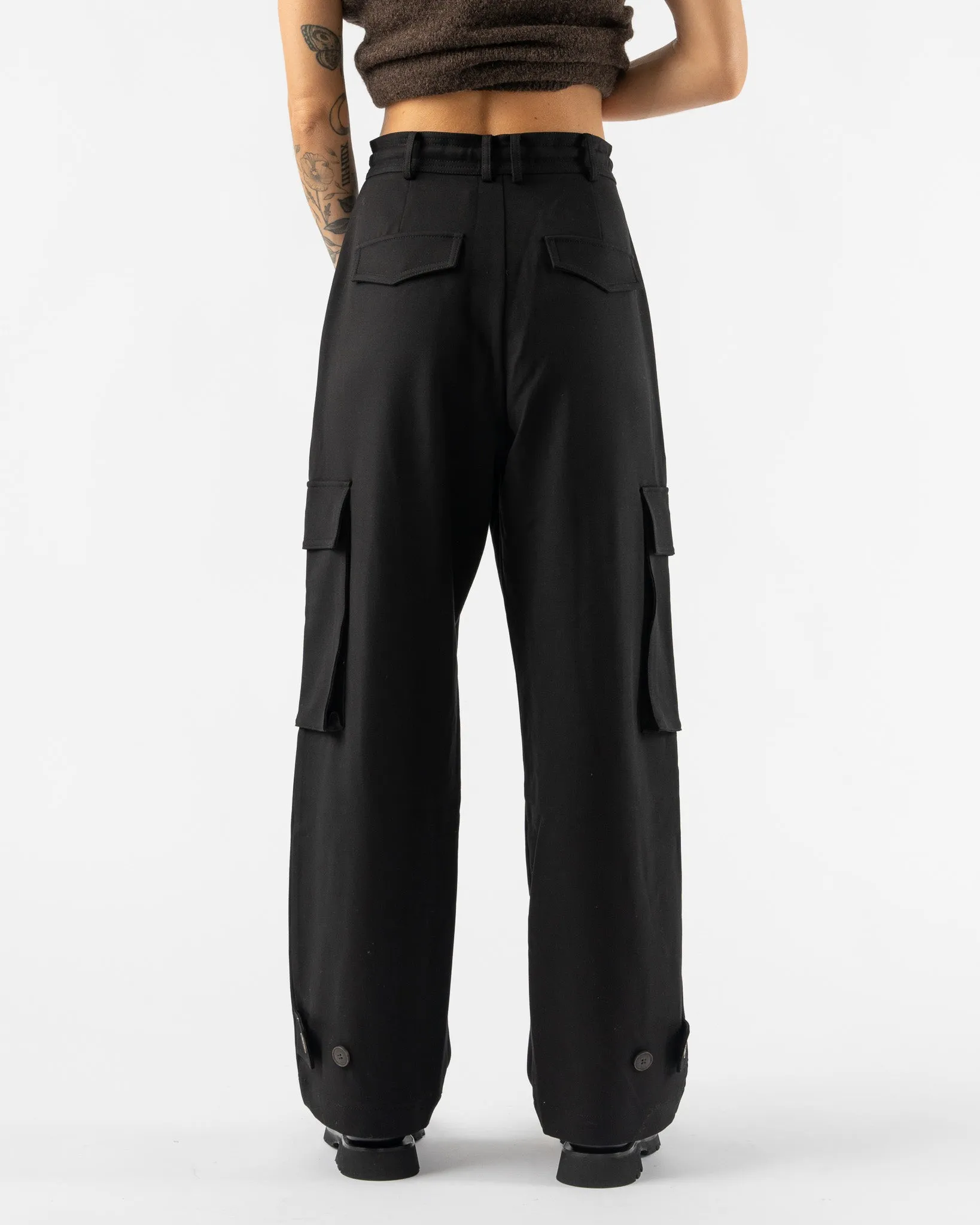 Mijeong Park Wide Leg Cargo Pants in Black