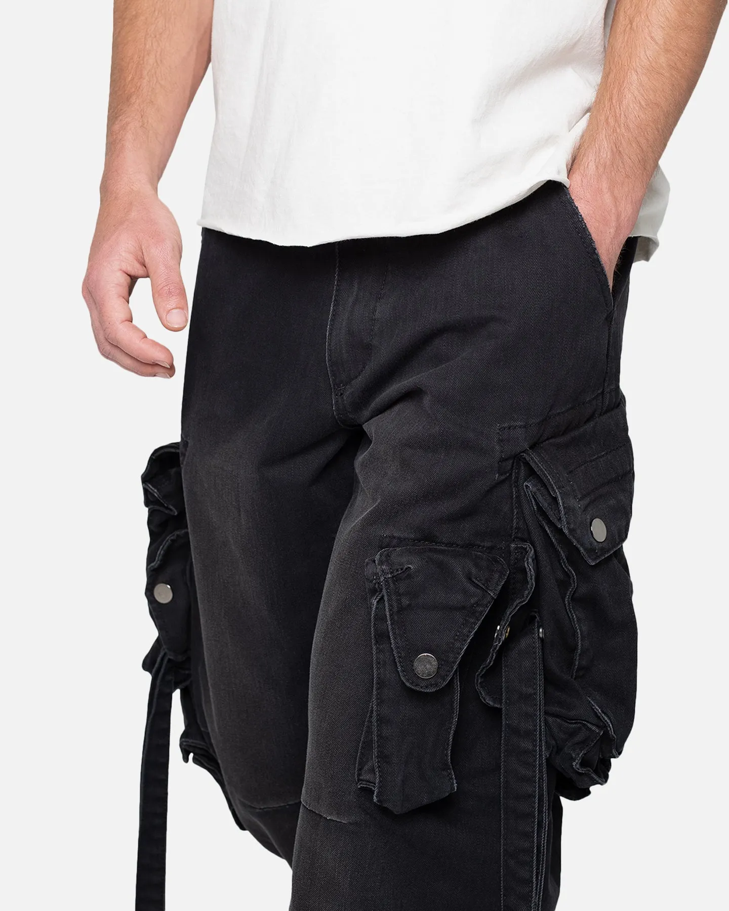 MNML Strapped Multi Cargo Pants Washed Black