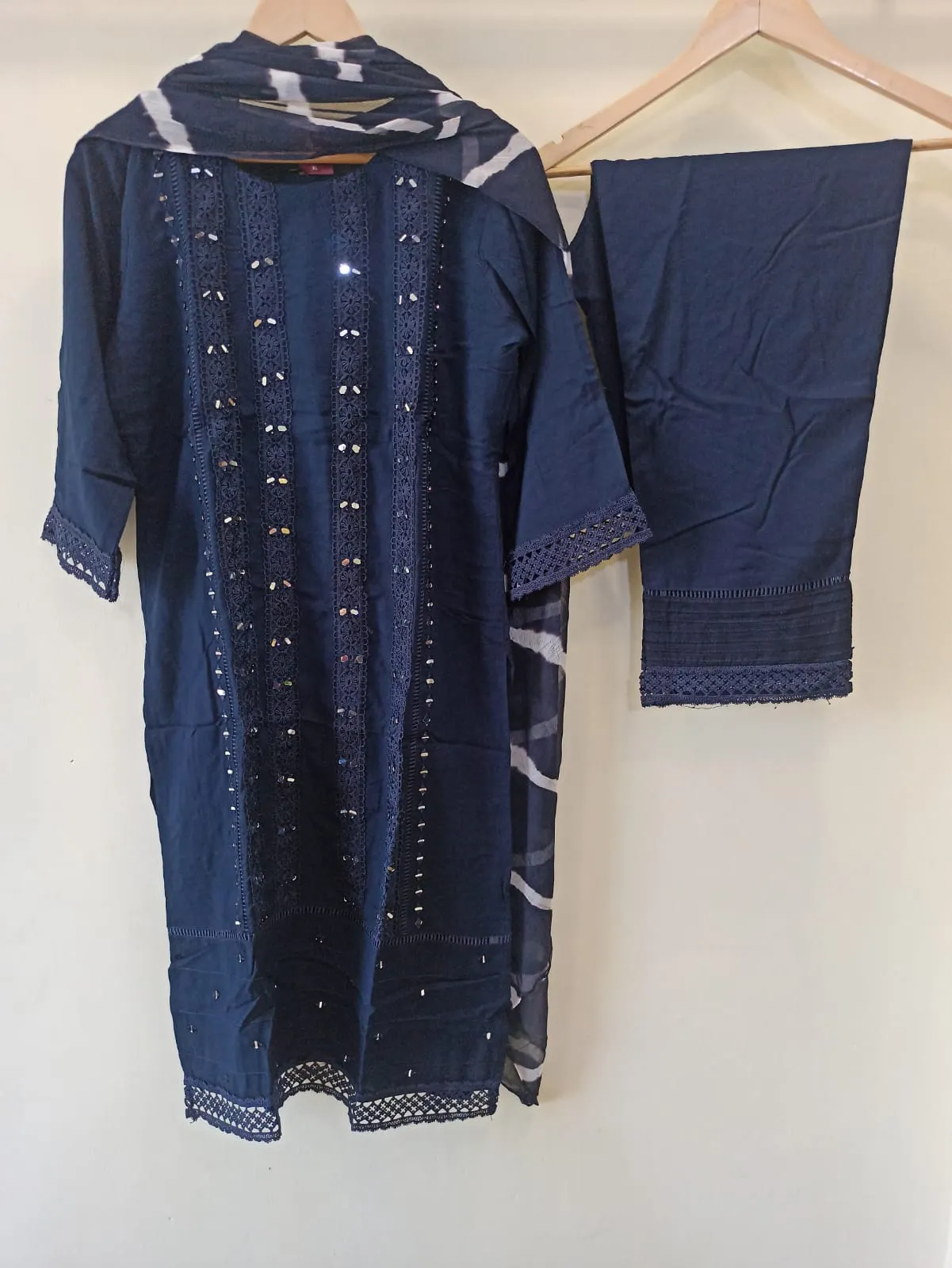 Navy Blue Mirrorwork Kurta Set