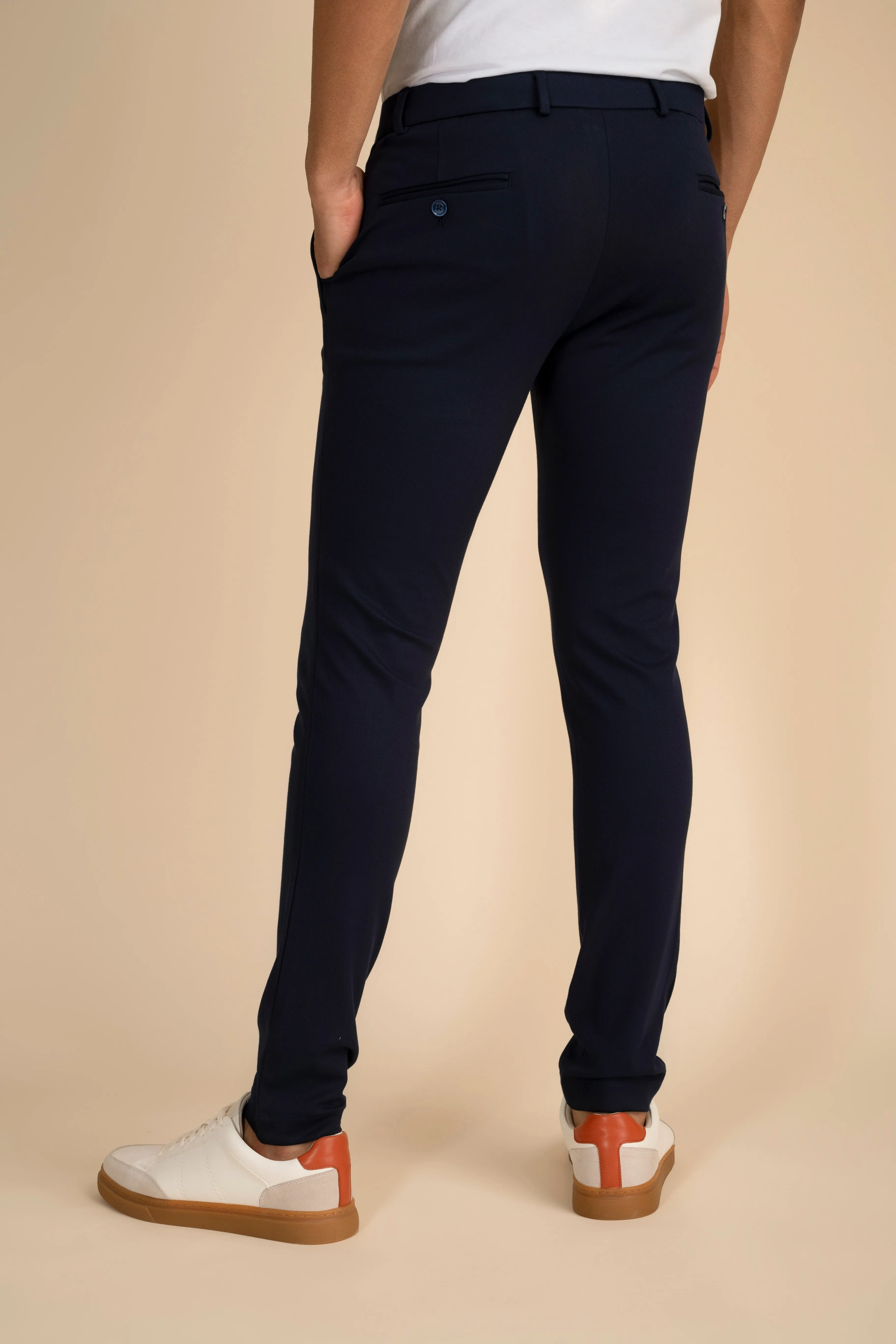 Navy Zipper Pants - 4 way Jet-Setter