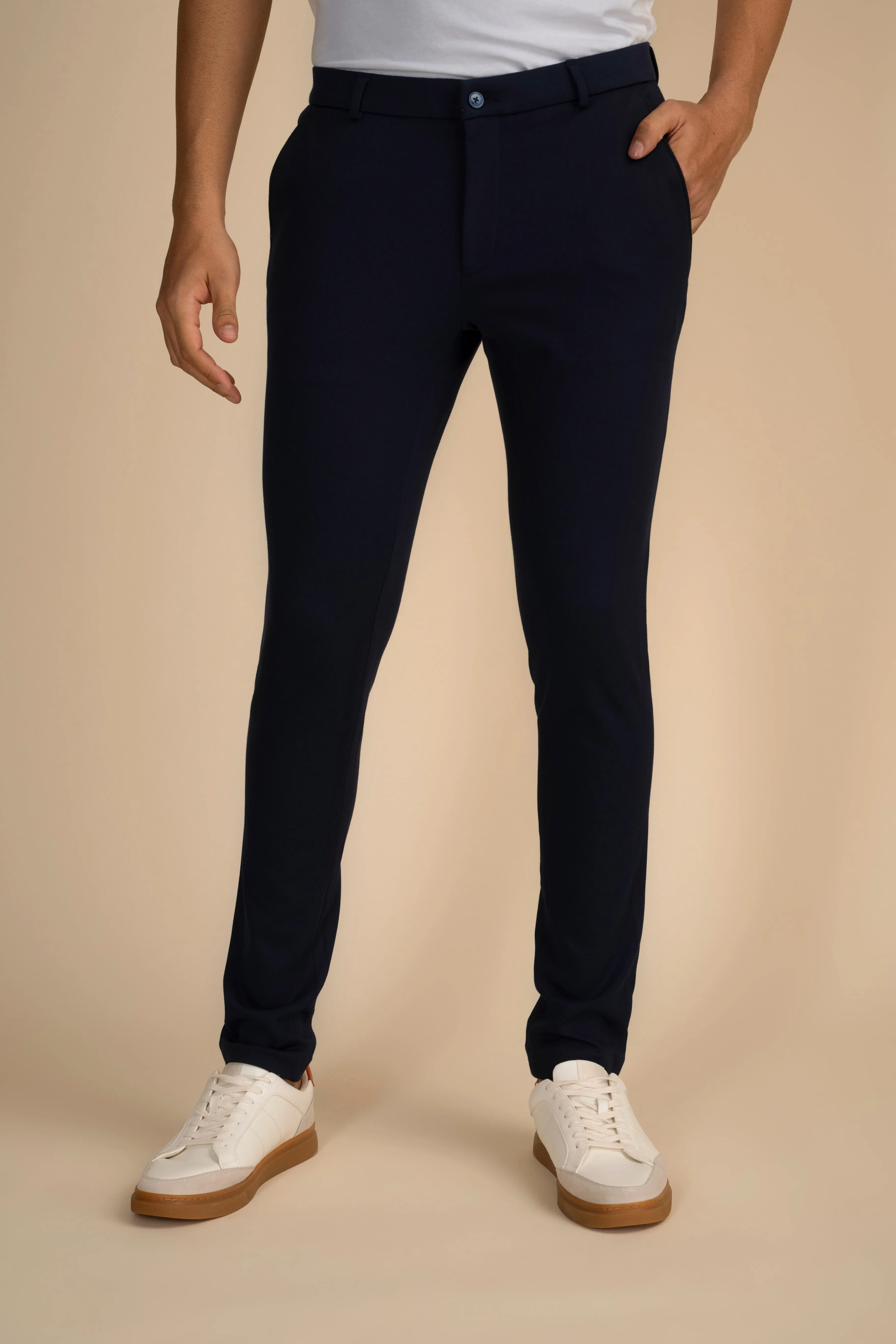 Navy Zipper Pants - 4 way Jet-Setter