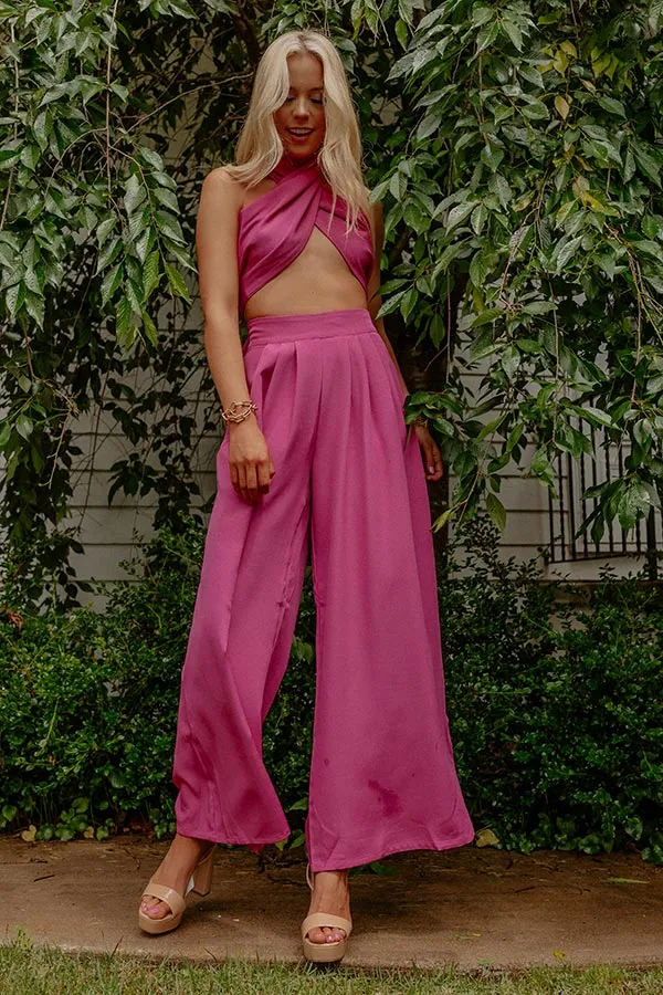 Nearly Famous High Waist Pants In Fuchsia