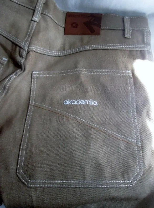 NEW Mens AKADEMIKS 0100946 Hipster JEANS Denim PANTS BEIGE BROWN TAN 40 X 36 BOHO