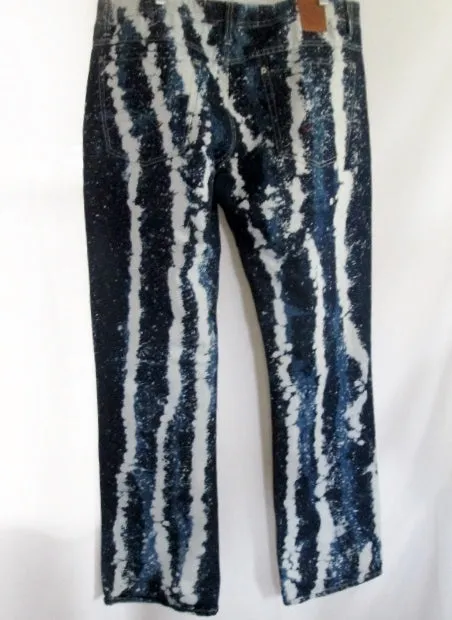 NEW Mens BORN FLY ANYTIME Splatter ACID Bleach PUNK JEANS Denim PANT BLUE 38 X36