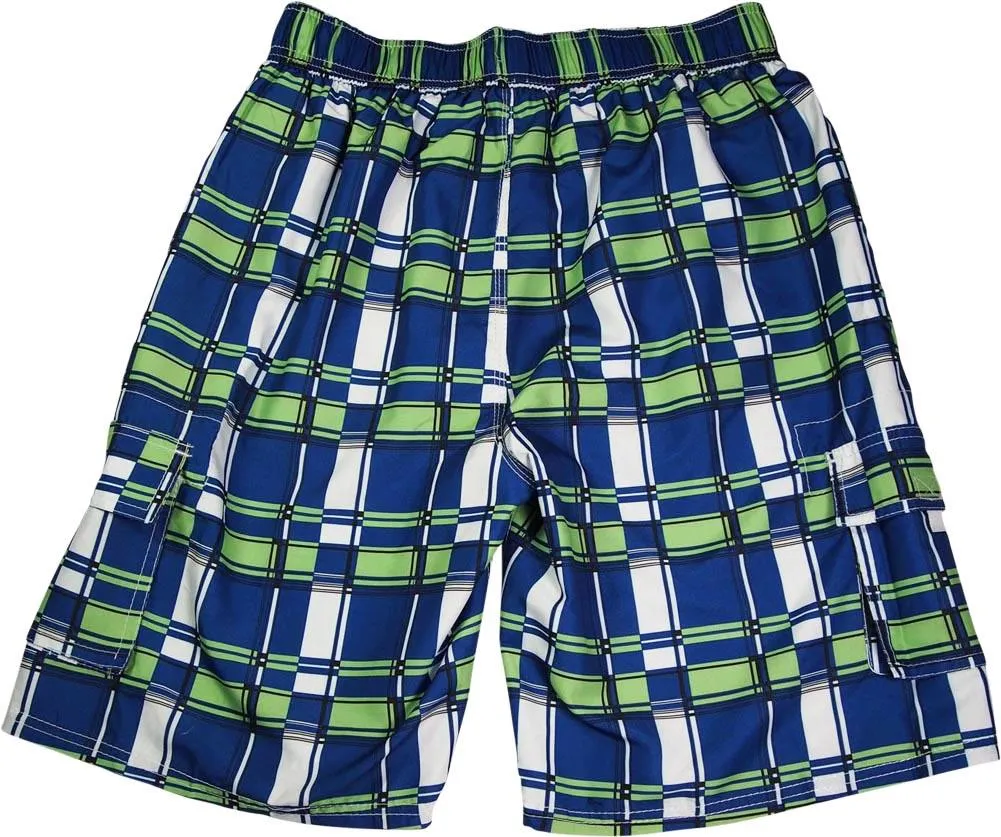 New Norty Mens Cargo Striped & Plaid Boardshort Swim Trunks - Sizes S - XL, 39955