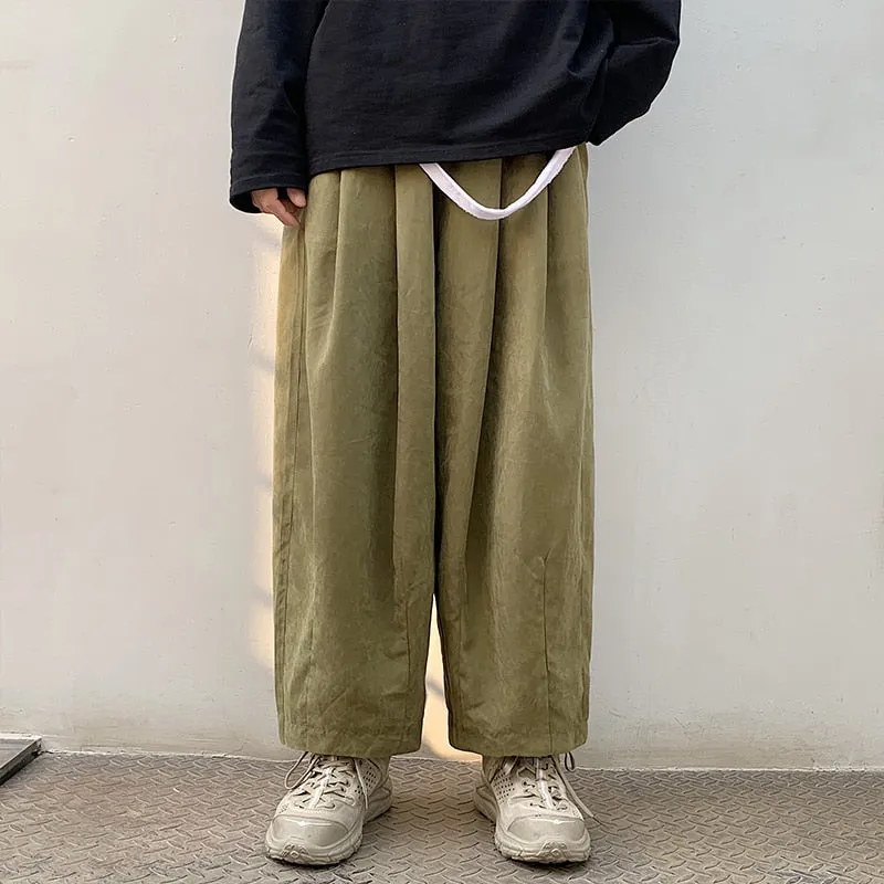 New Spring Men Lantern Cargo Pants Casual Trousers Sweatpants Couple Wide Leg Joggers Straight Solid Color Baggy Oversize Pants