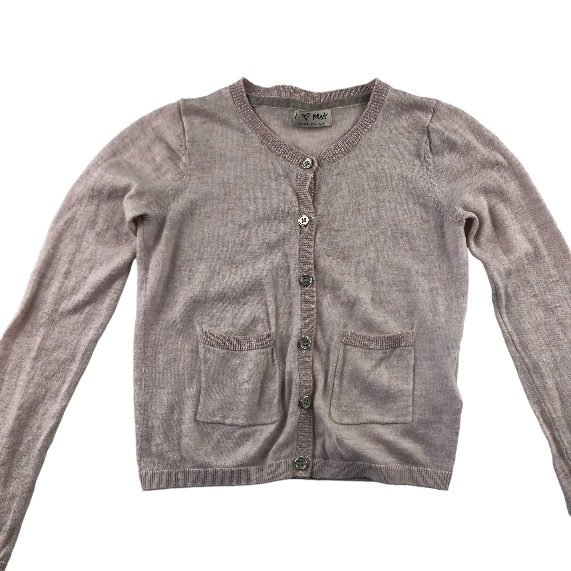 Next cardigan 8 years light pink merino wool blend button up