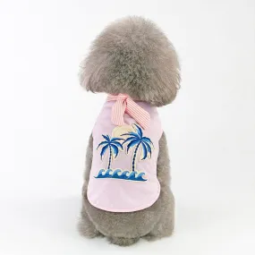 Ocean View Design With Stripe Scarf Small Dog Shirt