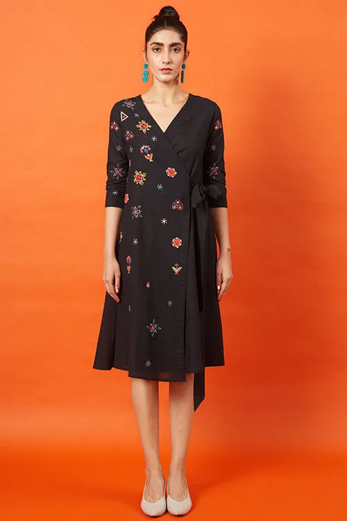 Okhai 'Empress' Kutch Embroidered Wrap Dress