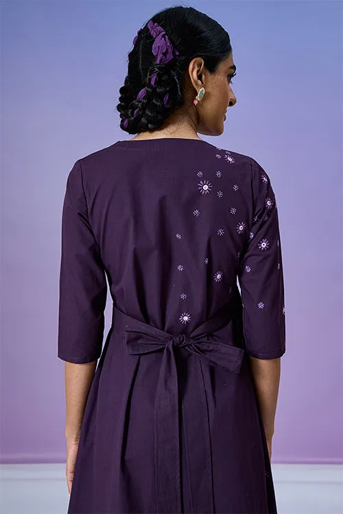 Okhai 'Feareless Soul' Pure Cotton Hand Embroidered Mirror Work Wrap Dress