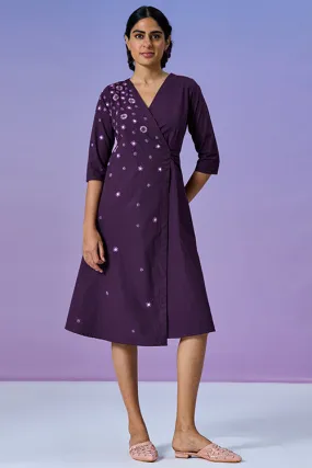 Okhai 'Feareless Soul' Pure Cotton Hand Embroidered Mirror Work Wrap Dress