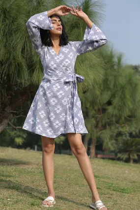 Okhai 'Monsoon' Handloom Cotton Ikkat Wrap Dress