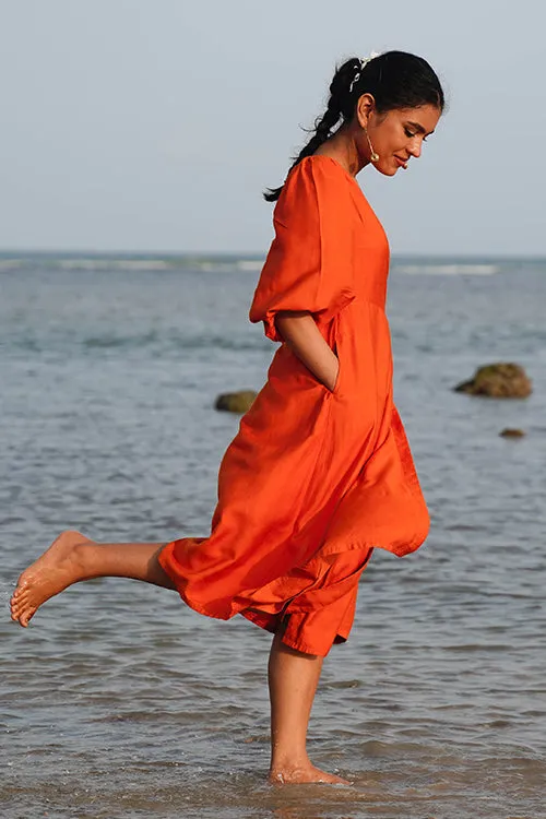 Okhai "Saffron Echo" Silk Blend Wrap Dress