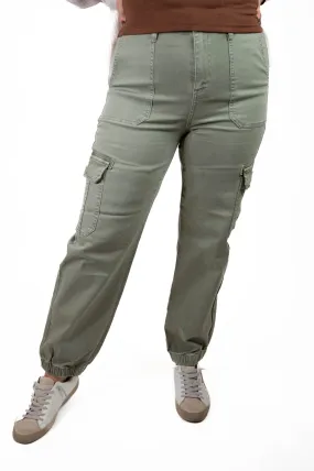 Olive High Rise Cargo Jogger Pants