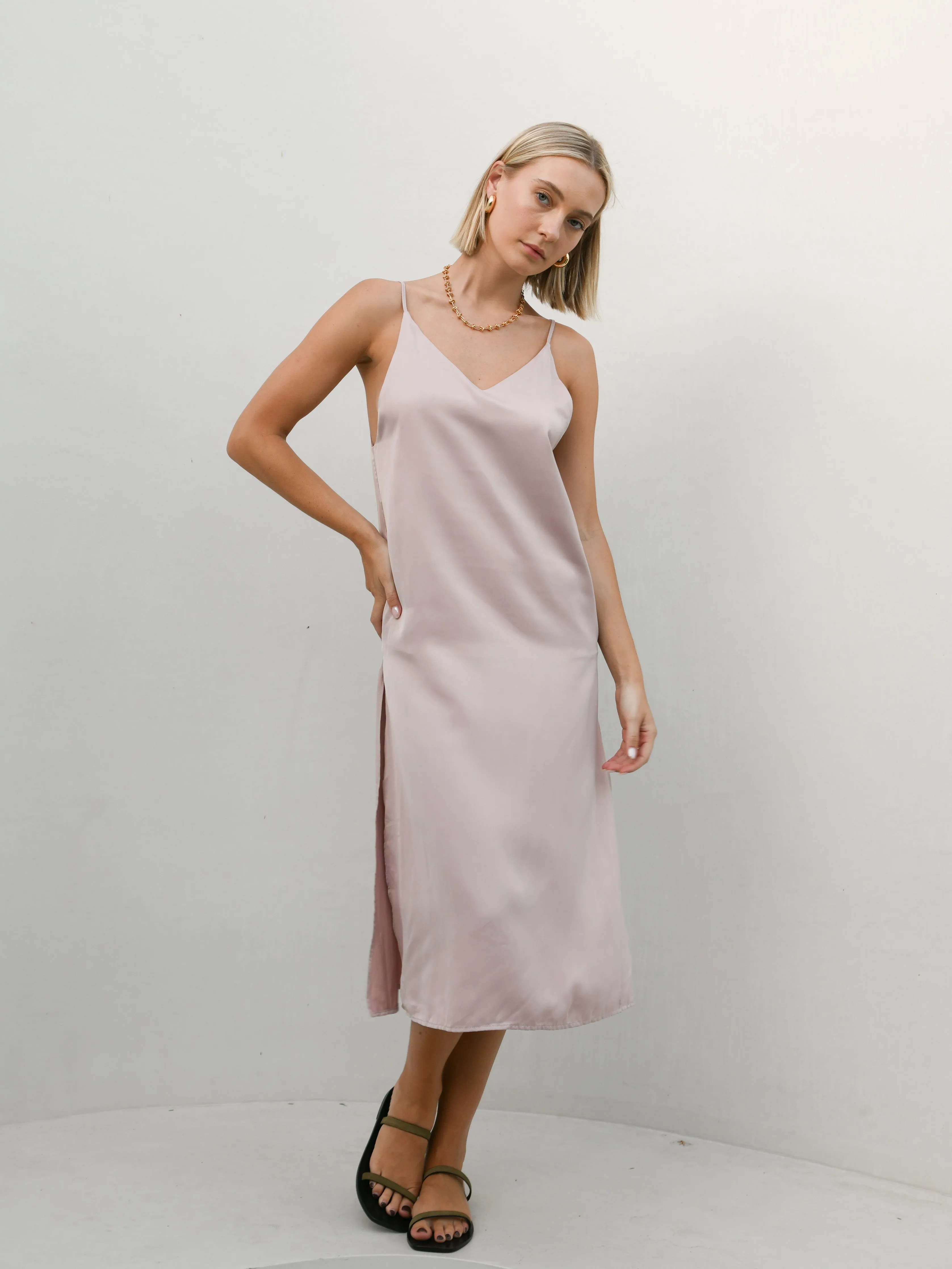 Omalia Silky Slip Dress -Dusty Pink