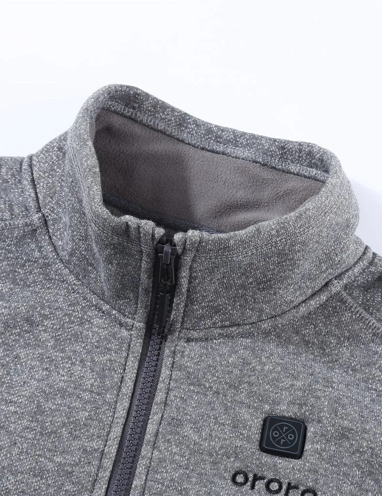 (Open-box) Women's Heated Full-Zip Fleece Jacket - Flecking Gray