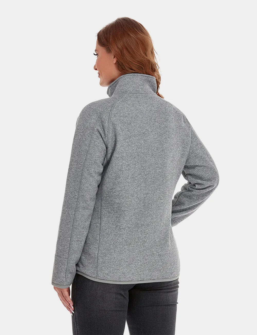 (Open-box) Women's Heated Full-Zip Fleece Jacket - Flecking Gray