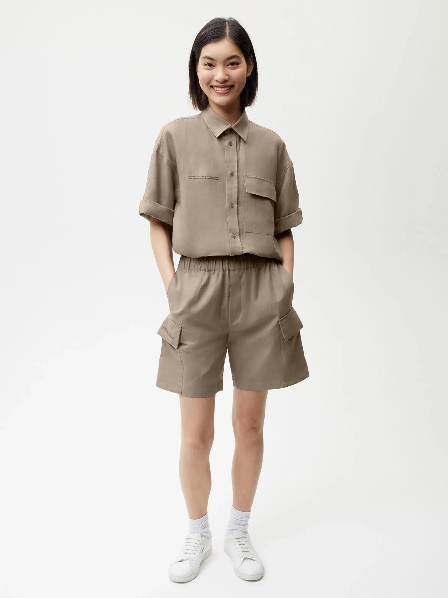 Organic Cotton Blend Cargo Shorts—mushroom