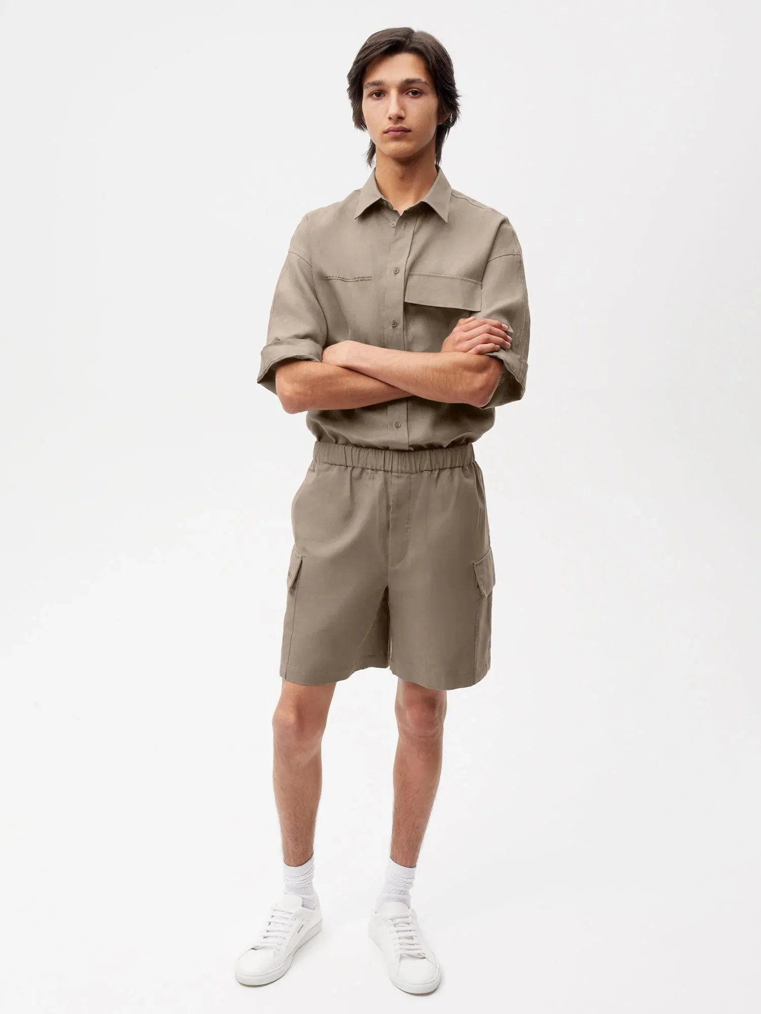 Organic Cotton Blend Cargo Shorts—mushroom