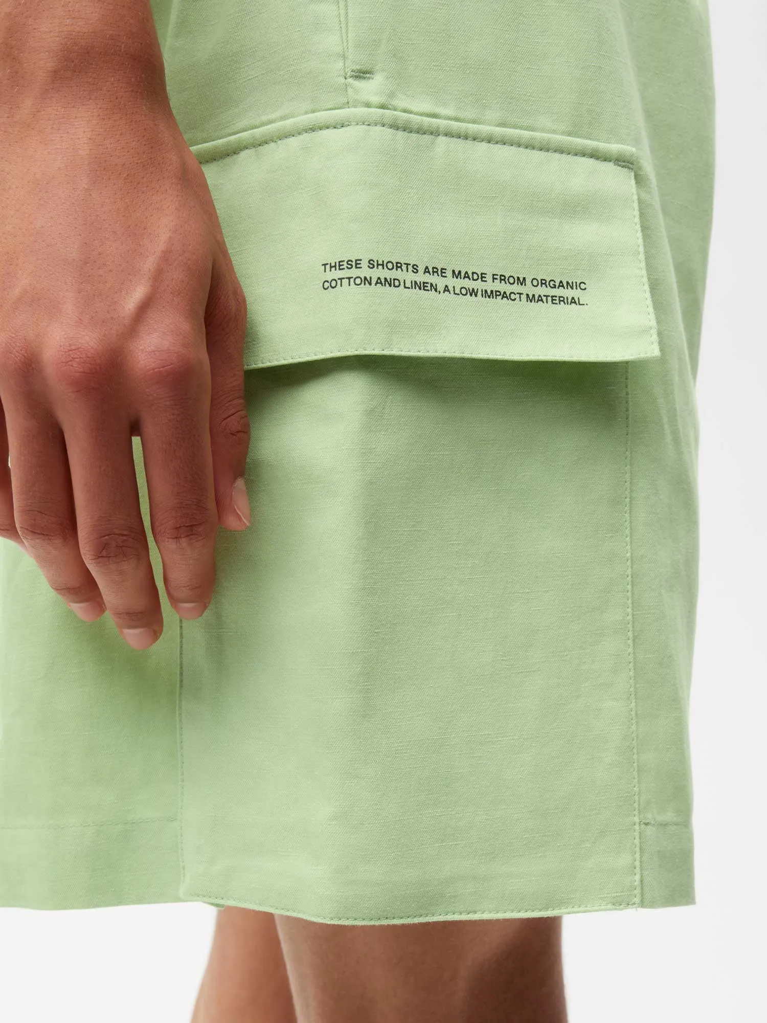 Organic Cotton Blend Cargo Shorts—pistachio